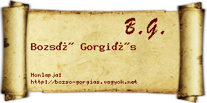 Bozsó Gorgiás névjegykártya